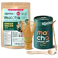 Japanese Matcha Powder 500g + Matcha Bamboo Whisk Set by Aprika Life