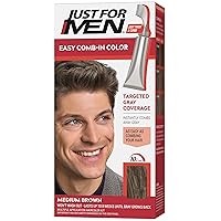 Easy Comb-In Color Mens Hair Dye, Easy No Mix Application with Comb Applicator - Medium Brown, A-35, Pack of 1
