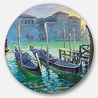 MT7628-C38 Gondolas in Venice - Landscape Painting Round - Disc of 38