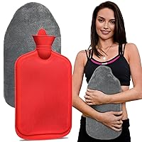 Rubber Hot Water Bottle with Cover, 3L Hot Water Bag for Pain Relief, Hot and Cold Compress, Menstrual Cramps Relief (Grey)