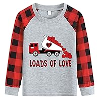 Baby Boys Valentine's Day Shirts Raglan T-Shirts Toddler Tractor Baseball Dinosaur Tee for Kids 2-7 Years