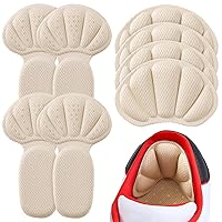 Adhesive Heel Cushion Pads, Back of Heel Grips Inserts for Too Big Loose Shoes, Reusable Heel Guards Liners for Women Men, Improve Shoe Fit,4PCS-Beige+4PCS-Beige