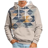 WENKOMG1 Casual Graphic Hoodie for Men,Long Sleeve Spring Fall Hooded Active Sweatshirt Lightweight Printed Pullover
