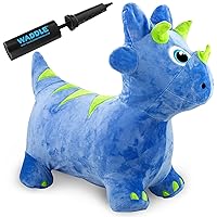 WADDLE Bouncy Hopper Inflatable Animal Hopping Plush, Indoor and Outdoor Toy for Toddlers and Kids, Pump Included, Boys and Girls Ages 2 Years and Up (Triceratops)