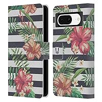 Head Case Designs Stripes Tropical Prints Leather Book Wallet Case Cover Compatible with Google Pixel 8