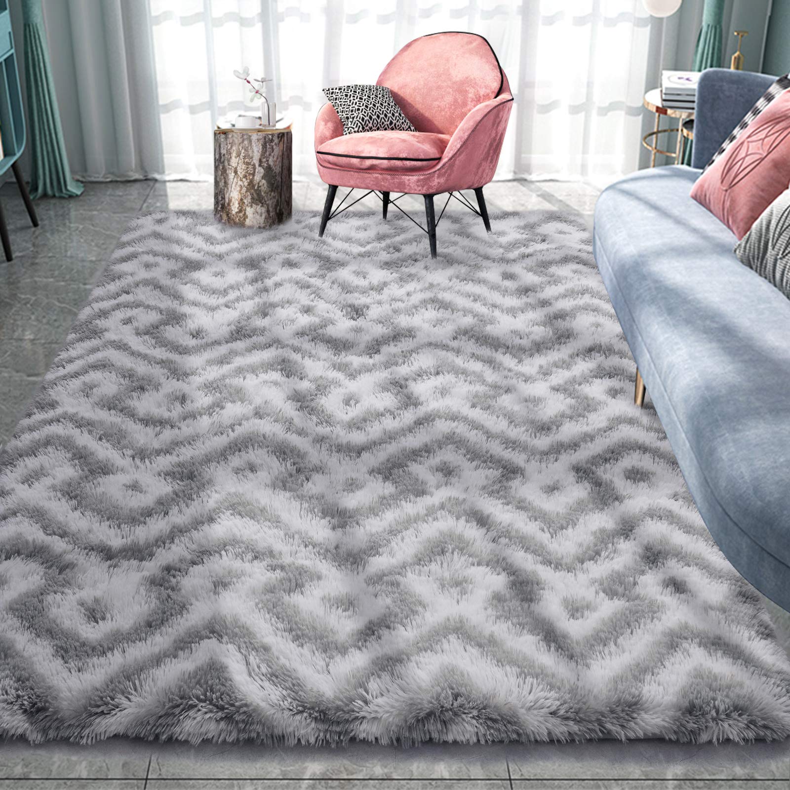 Pacapet Fluffy Area Rugs, Geometric Shag Rug for Bedroom, Plush Furry Rugs for Living Room, Fuzzy Carpet for Kid's Room, Nursery, Home Decor, 5...