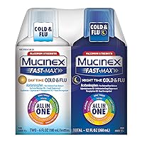 Fast-Max Day Time Cold & Flu and Night Time Cold & Flu Liquid Medicine, 12 fl oz, Maximum Strength All in One Multi Symptom Relief for Congestion, Sore Throat, Headache,Cough and Reduces Fever