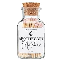 Moonlight Makers Apothecary Matches, 50 Matchsticks in Glass Jar with Striker, Home Decor Candle Accessories, Fancy Matches with Colored Tips, and Strike Pad (Pink, 3 inch)