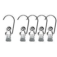 Mawa by Reston Lloyd Accessory Portable Non-Slip Semi Round Single Hook Hanging Clothes Pins/Clips for Laundry or Travel, Style K/1, Set of 5, Silver
