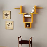 Ada Home Decor Whitetail Modern Mustard Wall Shelf 38.98'' H x 50'' W x 8.66'' D/Wall Storage/Shelving Unit