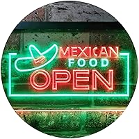 ADVPRO Mexican Food Open Dual Color LED Neon Sign Green & Red 24