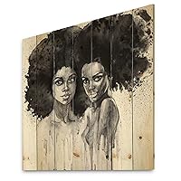Portrait Of African American Woman Xi Modern & Contemporary Wood Wall Decor, Black Wood Wall Art, Large People Wood Wall Panels Printed On Natural Pine Wood Art, 30x30