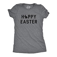 Womens Happy Easter T Shirt Funny Bunny Graphic Cool Tee for Egg Basket Hunt