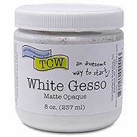 The Crafters Workshop Gesso Medium, Surface Preparation and Primer, Sealer for Canvas, Paper, Wood, Provides Sizing for Acrylic or Oils, Gesso, 8-oz, White