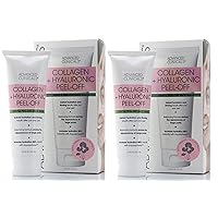 Collagen + Hyaluronic Acid Anti-Aging Peel-Off Face Mask Hydrating, Tightening, & Firming Vegan Peel Off Face Masks Smooth Wrinkles & Pores, & Even Skin Tone (Two - 3.4 Fl Oz)