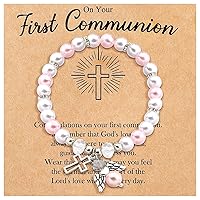 First Communion Gifts for Girls Cross Bracelets First Communion Bracelets Christian Bracelet for Women Religious Beaded Bracelets Gifts for Teen Girls