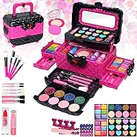 Kids Makeup Kit for Girl - 57 PCS Kid Make Up Toys,Little Girls Real Play Toddler Toy,Washable Safe & Non-Toxic Princess Children Cosmetic,Teenagers Birthday Games Gifts for 3 4 5 6 7 8 9 10 Years Old