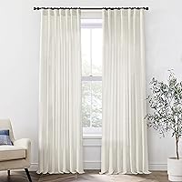 XTMYI Linen Cotton Farmhouse Curtains for Living Room Bedroom 84 Inches Long Two Sheer Hook Belt Pleated Back Tab Birch Off White Ivory Neutral Boho Sour Cream Curtain Drapes 84 Length 2 Panels Set