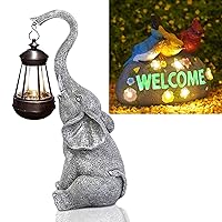 Goodeco Elephant Statue & Bird Family Solar Statue for Garden Decor with Gift Appeal - Ideal Gifts for Women, Mom or Birthday