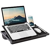 LAPGEAR Ergo Pro Lap Desk with 20 Adjustable Angles, Mouse Pad, and Phone Holder - Black - Fits up to 15.6 Inch Laptops and Most Tablets - Style No. 49408