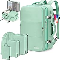 Carry On Backpack, 40L Flight Approved Travel Backpack for Men Women,Airline Approved Gym Backpack Waterproof Business Laptop Daypack (Green (Backpack With 4 Packing Cubes))
