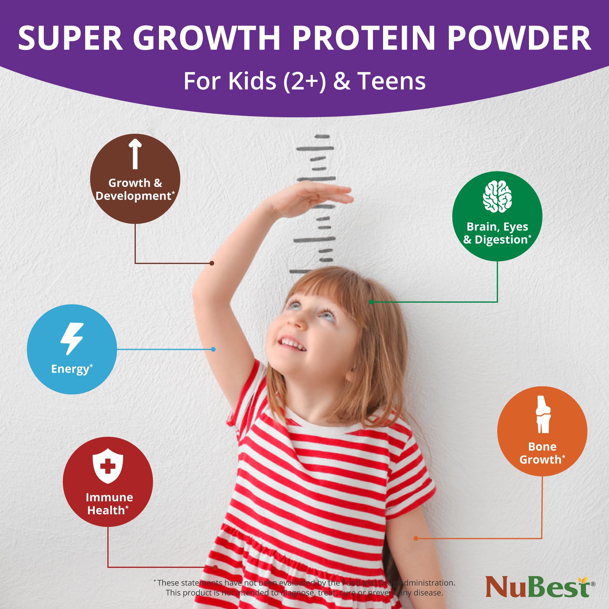 NuBest [1 Bottle Growth Protein Powder with Chocolate Flavor + 1 Bottle Tall Kids 90 Chewable Tablets with Berry Flavor] Bundle Height Growth for Kids - Support Height Growth, Development and Grow