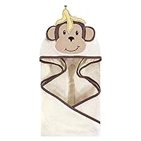 Hudson Baby Unisex Baby Cotton Animal Face Hooded Towel, Banana Monkey, One Size