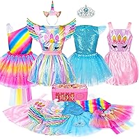 Kids Princess Dress Up Clothes for Little Girls, Pretend Play & Dress Up Princess Costume Set with Princess Dresses Crown for Little Girls, Princess Toys Gifts for 3-6 Toddler Little Girls