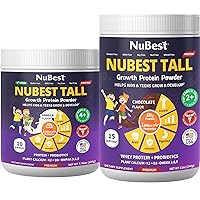 NuBest Bundle Protein Powders for Kids & Teens with Vanilla Plant-Based 10 Serving & Chocolate Whey 15 Serving - Boosted with Probiotics, Omega 3-6-9, Vitamins & Calcium - Grow Strong Formulated