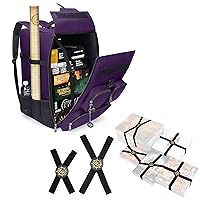 ENHANCE Tabletop Board Game Backpack (Dragon Purple) + Board Game Bands - Bundle