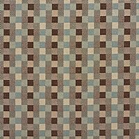 B0240D Brown and Teal Checkered Silk Satin Look Contemporary Upholstery Fabric by The Yard- Closeout