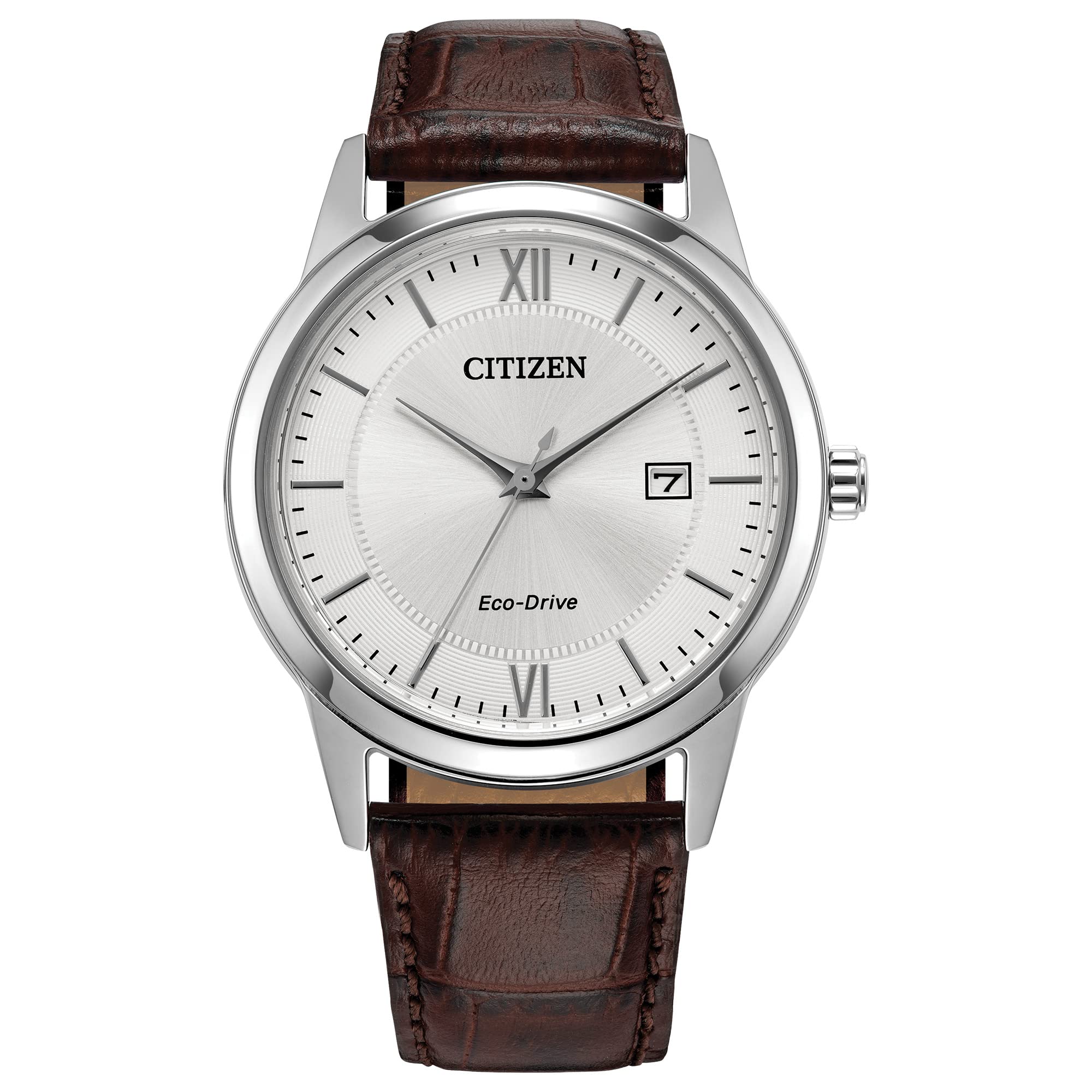 Citizen Men's Classic Eco-Drive Leather Strap Watch, 3-Hand Date