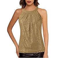 SNKSDGM Women Fashion Tank Tops Textured Sleeveless Adjustable Spaghetti Strap High Neck Casual Y2K Summer Flowy Shirts Camis