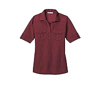 Port Authority Ladies Oxford Double Pocket Polo>S Red/Mulberry L557