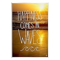 Happiness Comes In Waves Phrase Wood Wall Art, Design by K. Kaufman
