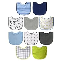 10 Pack Water Resistant Bib Set Blue/Grey Assorted, 10 Count (Pack of 1)