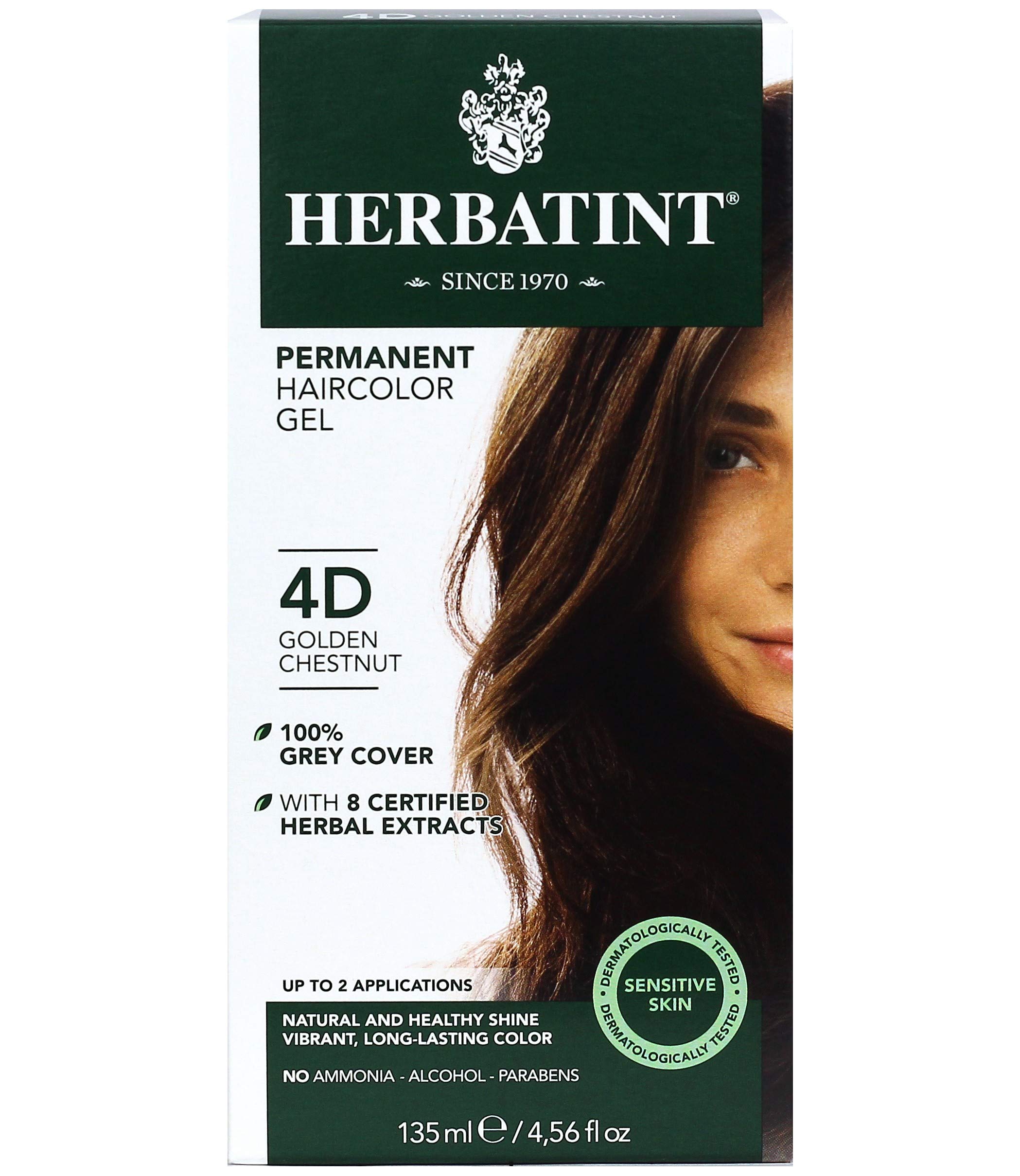 Herbatint Permanent Hair Color Gel, 4d Golden Chestnut, 4 Oz (095216)