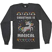 Threadrock Men's Christmas is Magical Unicorn Ugly Christmas Long Sleeve T-Shirt
