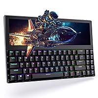 Kwumsy Portable Monitor Split Screen Keyboard Mechanical Multifunctional Keyboard with Built-in 12.6'' Touchscreen USB Expansion Compact 71 Keys RGB LED Backlit N-Key for Windows Mac Android (K2)