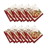 Swaying Leaves Bordered Fall Napkins, Seasonal Dinner Napkins for Formal or Everyday Use, 17