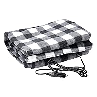 Heated Car Blanket - 12-Volt Electric Blanket for Car, Truck, SUV, or RV - Portable Heated Throw - Camping Essentials by Stalwart (Black Plaid)