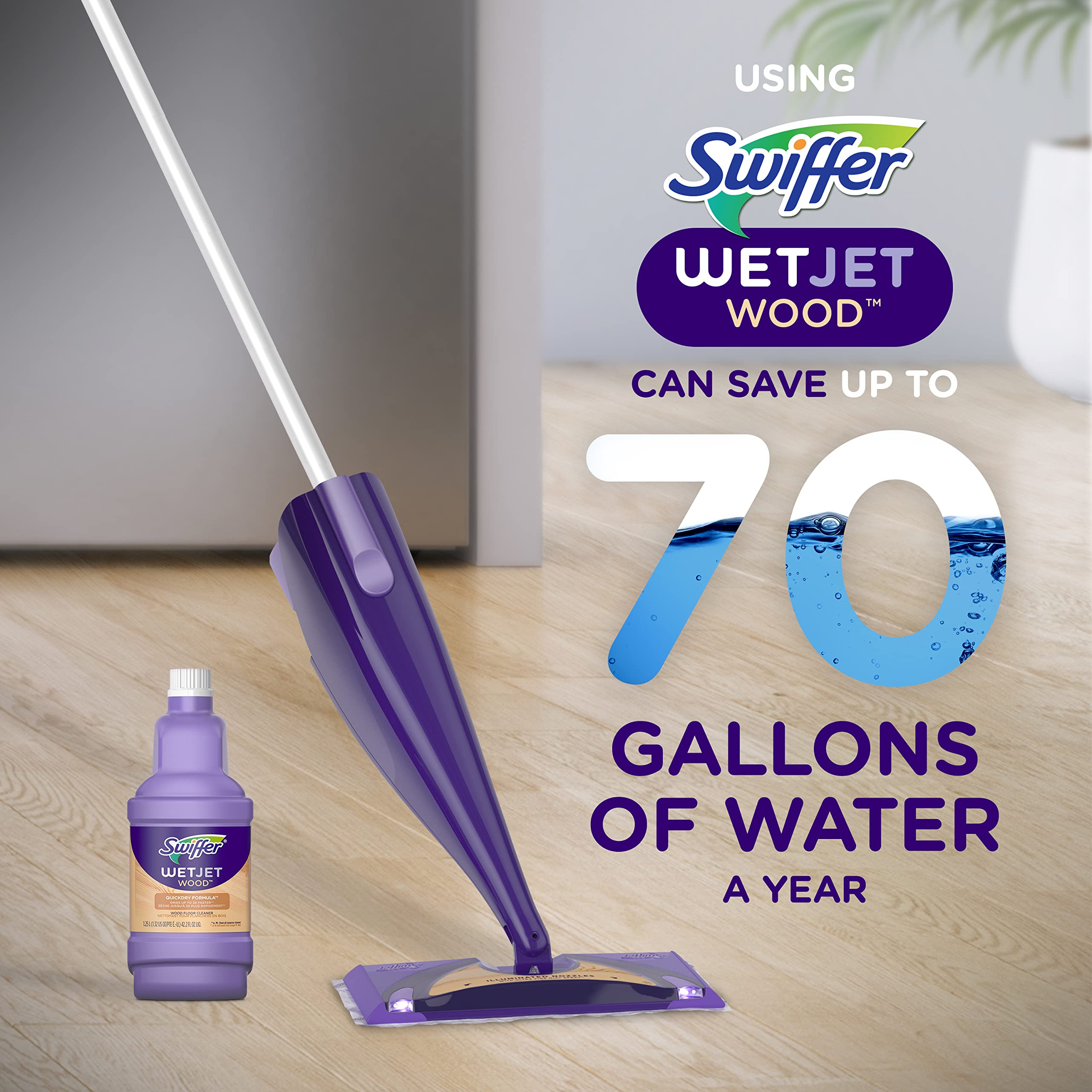 Swiffer WetJet Mops for Floor Cleaning, Hardwood Floor Cleaner, Mopping Refill Bundle, Includes: 20 Pads, 1 Cleaning Solution