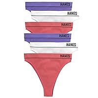 Hanes Womens Originals Seamless Rib Hi-Rise Cheeky Panties Pack, Assorted Colors, 6-Pack