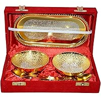 Marusthali Gold & Silver Plated Brass Bowl Set Of 5 Pcs With Box Packing