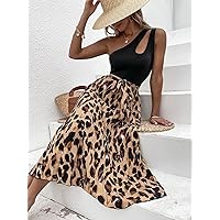 Summer Dresses for Women 2022 Leopard Print One Shoulder Cut Out Belted Dress Dresses for Women (Color : Multicolor, Size : X-Small)