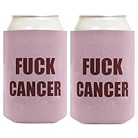 Breast Cancer Awareness F- Cancer 2-Pack Can Coolies Drink Coolers Pink Ribbon
