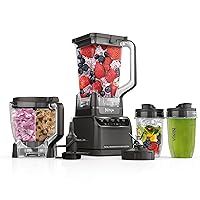 Ninja BR601AMZ Ninja Total Crushing Kitchen System for Smoothie, Frozen, Extract, Chop & Dough, 1200 Watt, 72-oz. Full-Size Pitcher, 8-cup Food Processor Bowl, 18-oz. To-Go Cup, BPA Free, Dark Grey