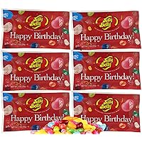 Gift Box of 6 Jelly Bean HAPPY BIRTHDAY! Party Favors in Cute 1 oz Bags. (6 Bags Total)