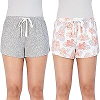 Hurley Pajama Shorts for Women, Hot Summer Shorts for Women Lounge Shorts, Fun Cute Comfy Sleep Shorts for Women 2-Pack