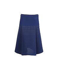 Stretch Flair Skirt w Horizontal Pleats, Marine/Navy